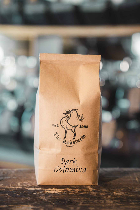 Dark roasted beans from colombia, region popayan.